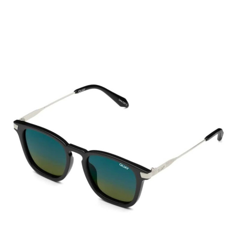 Quay Australia Jackpot Remixed Sunglasses Black Silver/Blue Green Polarized